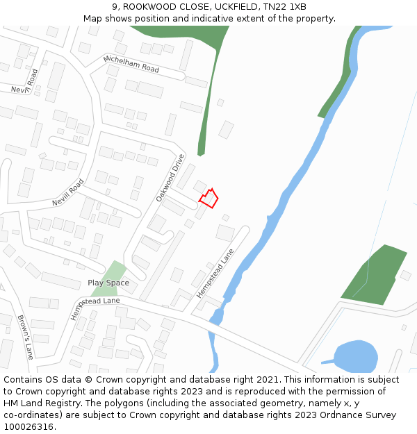 9, ROOKWOOD CLOSE, UCKFIELD, TN22 1XB: Location map and indicative extent of plot