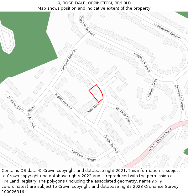 9, ROSE DALE, ORPINGTON, BR6 8LD: Location map and indicative extent of plot