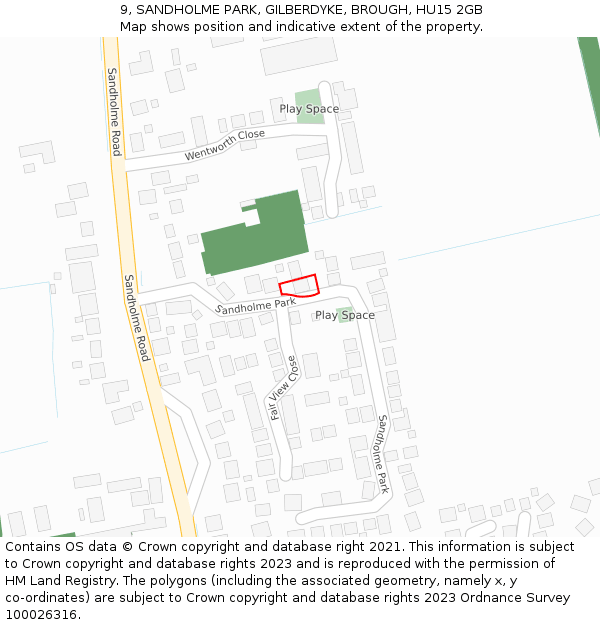 9, SANDHOLME PARK, GILBERDYKE, BROUGH, HU15 2GB: Location map and indicative extent of plot