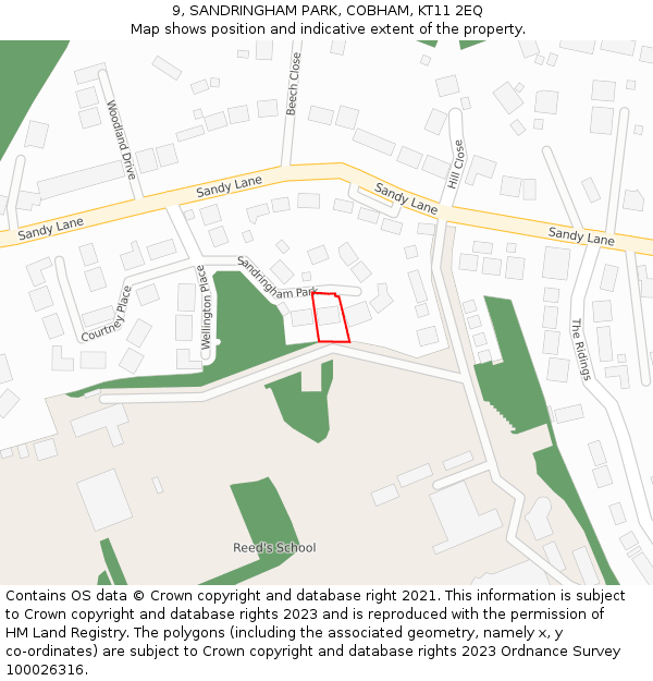 9, SANDRINGHAM PARK, COBHAM, KT11 2EQ: Location map and indicative extent of plot