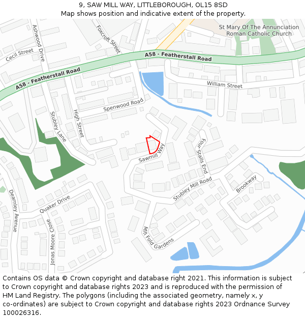 9, SAW MILL WAY, LITTLEBOROUGH, OL15 8SD: Location map and indicative extent of plot