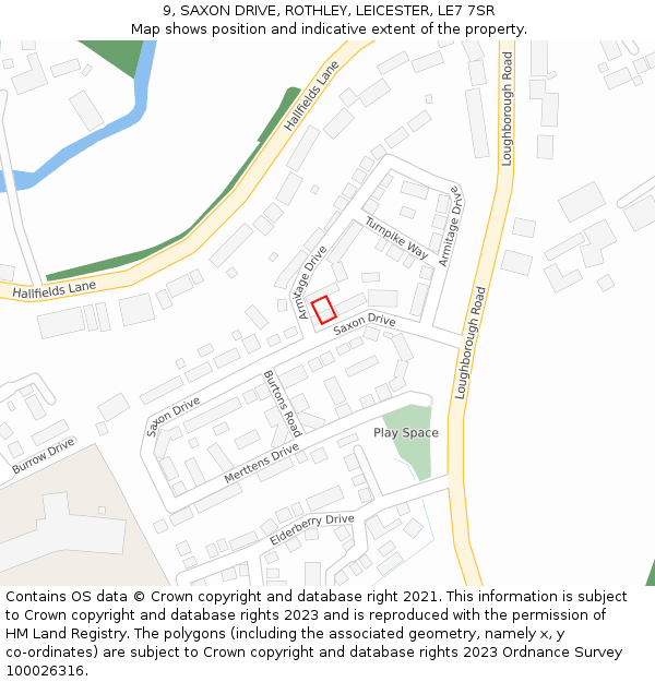 9, SAXON DRIVE, ROTHLEY, LEICESTER, LE7 7SR: Location map and indicative extent of plot