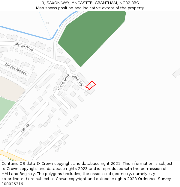 9, SAXON WAY, ANCASTER, GRANTHAM, NG32 3RS: Location map and indicative extent of plot
