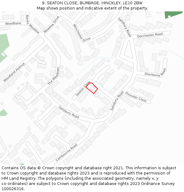 9, SEATON CLOSE, BURBAGE, HINCKLEY, LE10 2BW: Location map and indicative extent of plot