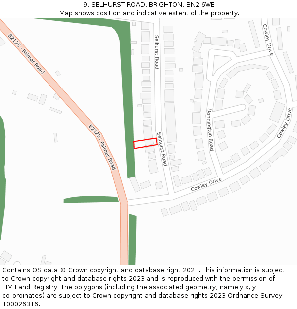 9, SELHURST ROAD, BRIGHTON, BN2 6WE: Location map and indicative extent of plot