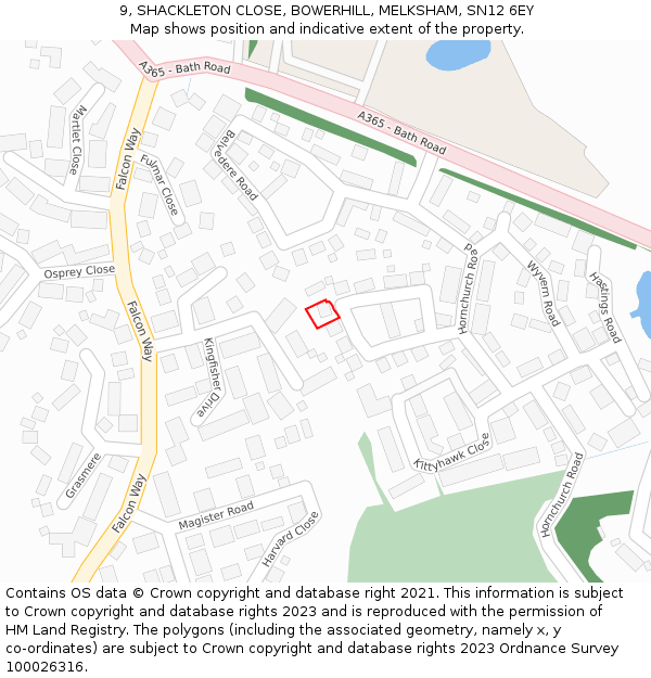9, SHACKLETON CLOSE, BOWERHILL, MELKSHAM, SN12 6EY: Location map and indicative extent of plot