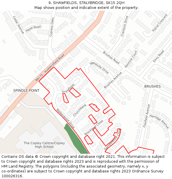 9, SHAWFIELDS, STALYBRIDGE, SK15 2QH: Location map and indicative extent of plot