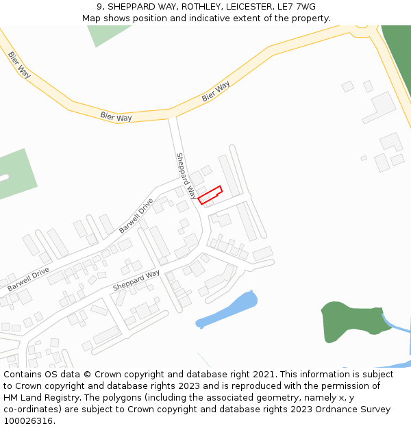 9, SHEPPARD WAY, ROTHLEY, LEICESTER, LE7 7WG: Location map and indicative extent of plot