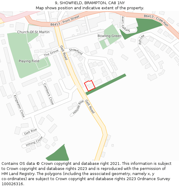 9, SHOWFIELD, BRAMPTON, CA8 1NY: Location map and indicative extent of plot