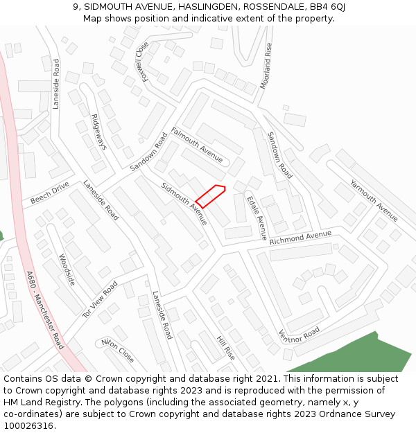 9, SIDMOUTH AVENUE, HASLINGDEN, ROSSENDALE, BB4 6QJ: Location map and indicative extent of plot