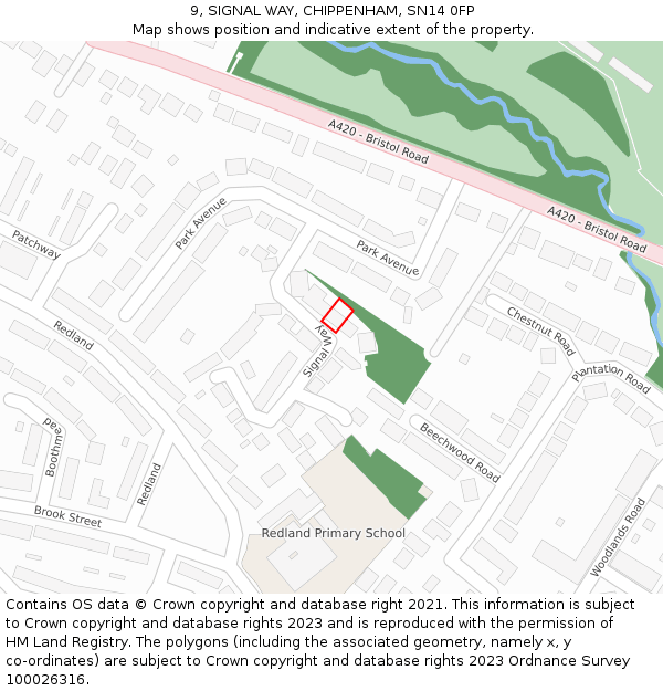 9, SIGNAL WAY, CHIPPENHAM, SN14 0FP: Location map and indicative extent of plot