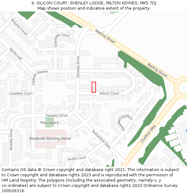 9, SILICON COURT, SHENLEY LODGE, MILTON KEYNES, MK5 7DJ: Location map and indicative extent of plot