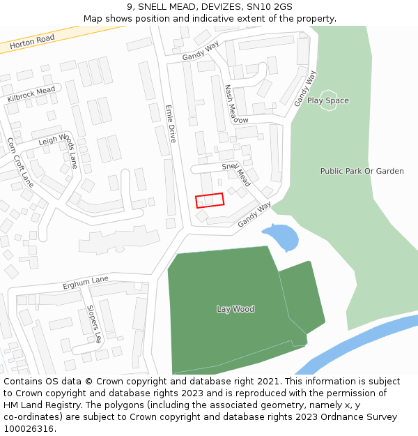 9, SNELL MEAD, DEVIZES, SN10 2GS: Location map and indicative extent of plot