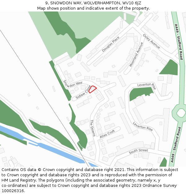 9, SNOWDON WAY, WOLVERHAMPTON, WV10 6JZ: Location map and indicative extent of plot