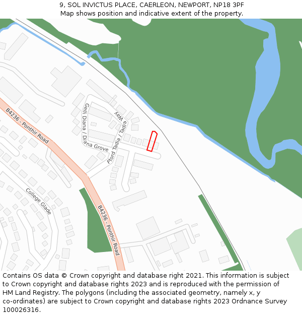 9, SOL INVICTUS PLACE, CAERLEON, NEWPORT, NP18 3PF: Location map and indicative extent of plot