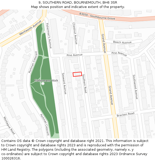 9, SOUTHERN ROAD, BOURNEMOUTH, BH6 3SR: Location map and indicative extent of plot