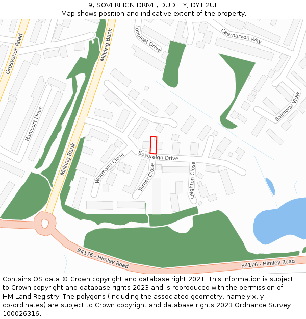 9, SOVEREIGN DRIVE, DUDLEY, DY1 2UE: Location map and indicative extent of plot