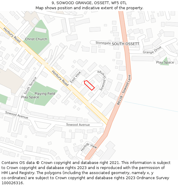 9, SOWOOD GRANGE, OSSETT, WF5 0TL: Location map and indicative extent of plot