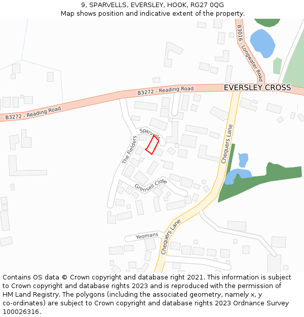 9, SPARVELLS, EVERSLEY, HOOK, RG27 0QG: Location map and indicative extent of plot