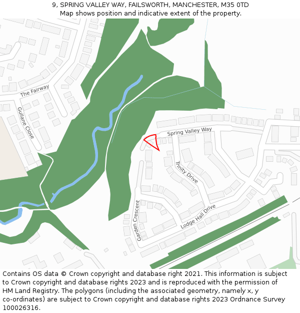 9, SPRING VALLEY WAY, FAILSWORTH, MANCHESTER, M35 0TD: Location map and indicative extent of plot