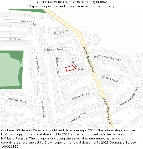 9, ST DAVIDS ROAD, TEIGNMOUTH, TQ14 8RW: Location map and indicative extent of plot