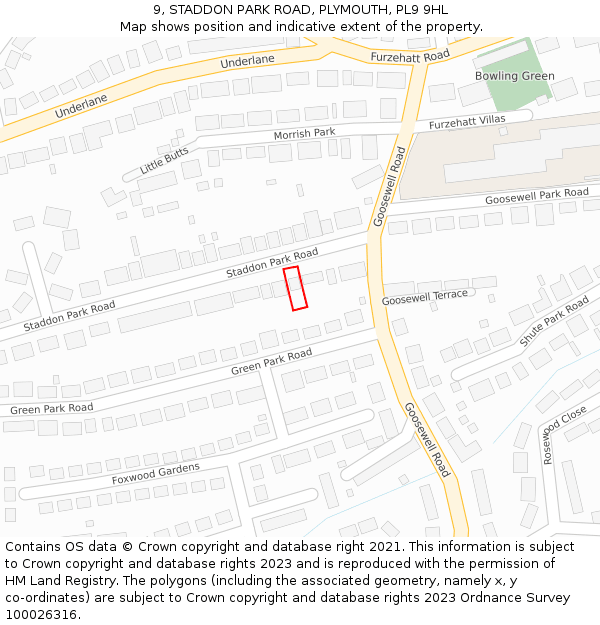 9, STADDON PARK ROAD, PLYMOUTH, PL9 9HL: Location map and indicative extent of plot