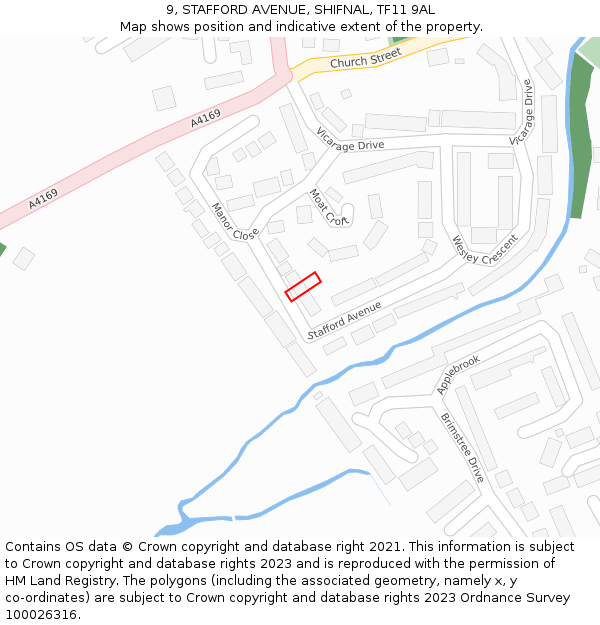 9, STAFFORD AVENUE, SHIFNAL, TF11 9AL: Location map and indicative extent of plot