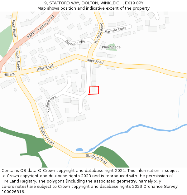 9, STAFFORD WAY, DOLTON, WINKLEIGH, EX19 8PY: Location map and indicative extent of plot