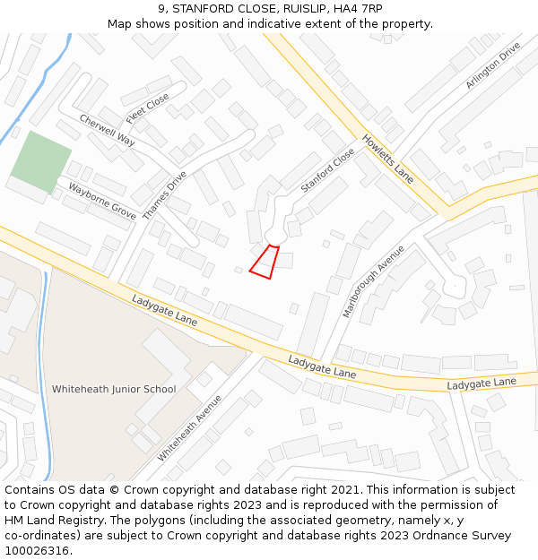 9, STANFORD CLOSE, RUISLIP, HA4 7RP: Location map and indicative extent of plot