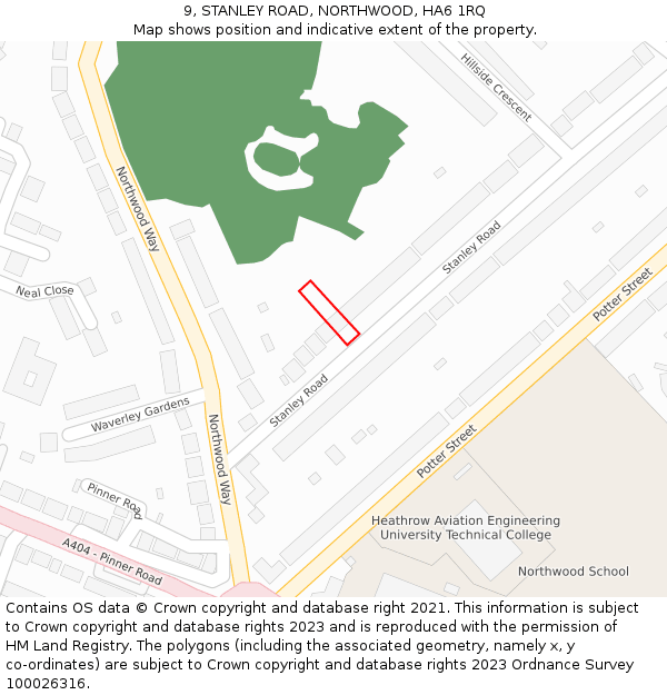 9, STANLEY ROAD, NORTHWOOD, HA6 1RQ: Location map and indicative extent of plot