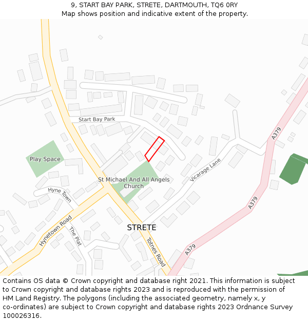 9, START BAY PARK, STRETE, DARTMOUTH, TQ6 0RY: Location map and indicative extent of plot