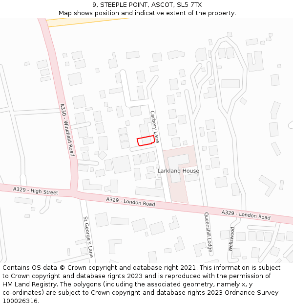 9, STEEPLE POINT, ASCOT, SL5 7TX: Location map and indicative extent of plot
