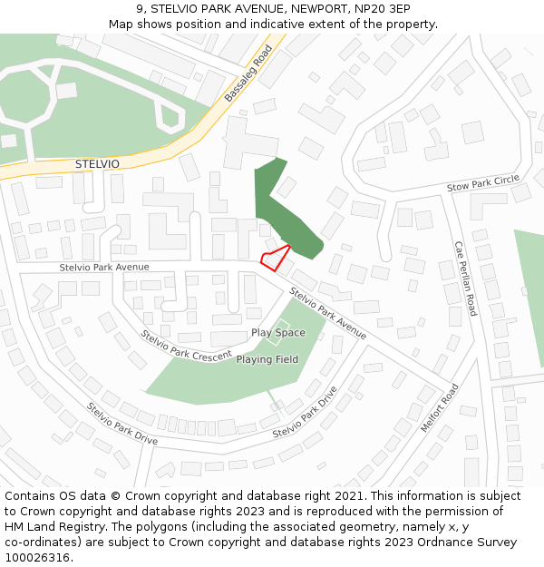 9, STELVIO PARK AVENUE, NEWPORT, NP20 3EP: Location map and indicative extent of plot