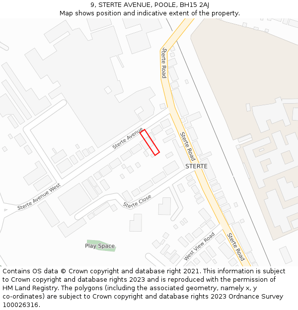 9, STERTE AVENUE, POOLE, BH15 2AJ: Location map and indicative extent of plot