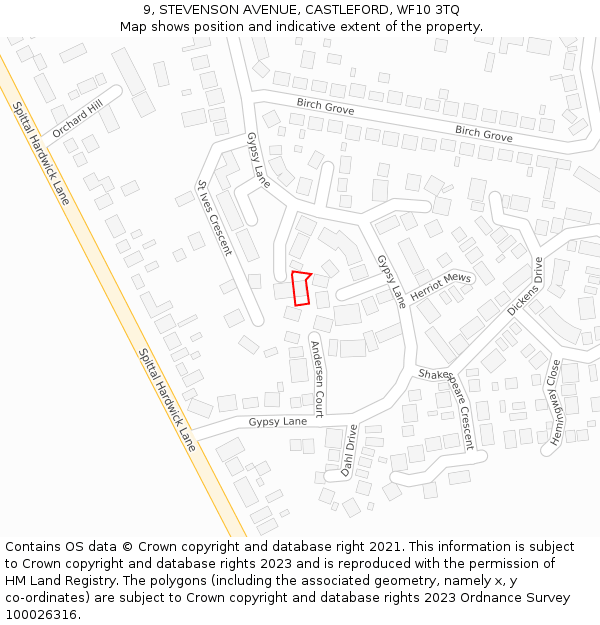 9, STEVENSON AVENUE, CASTLEFORD, WF10 3TQ: Location map and indicative extent of plot