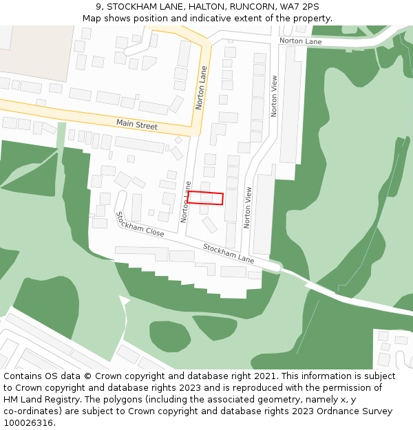 9, STOCKHAM LANE, HALTON, RUNCORN, WA7 2PS: Location map and indicative extent of plot