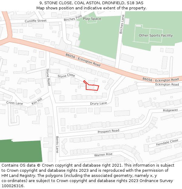 9, STONE CLOSE, COAL ASTON, DRONFIELD, S18 3AS: Location map and indicative extent of plot