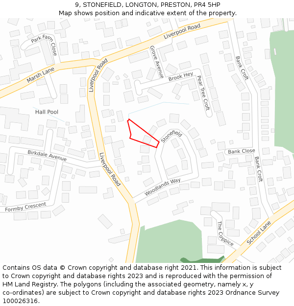 9, STONEFIELD, LONGTON, PRESTON, PR4 5HP: Location map and indicative extent of plot