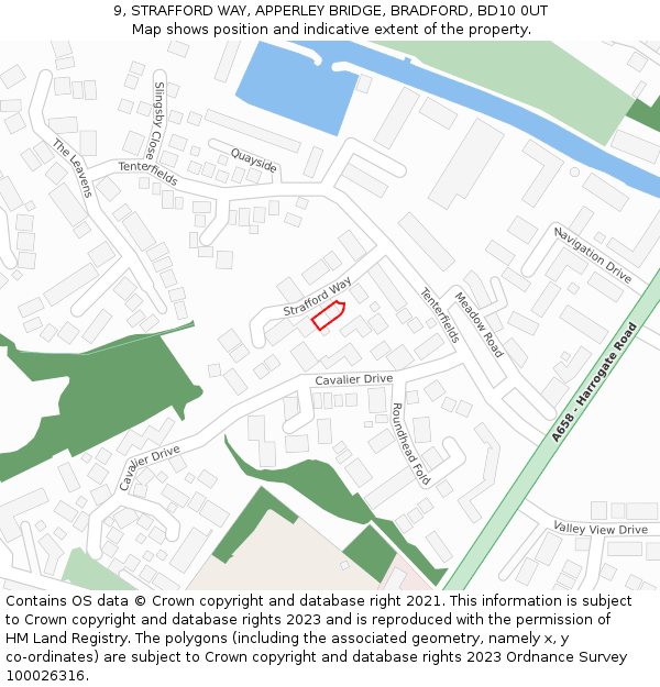 9, STRAFFORD WAY, APPERLEY BRIDGE, BRADFORD, BD10 0UT: Location map and indicative extent of plot