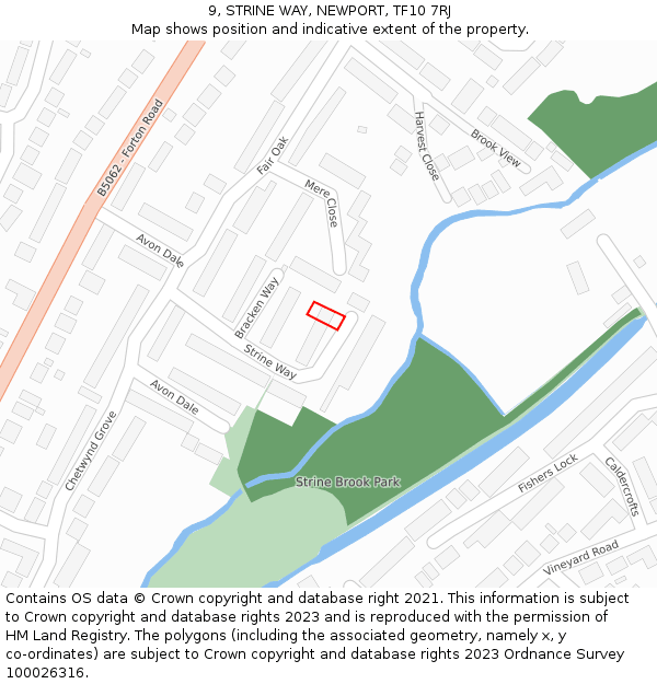 9, STRINE WAY, NEWPORT, TF10 7RJ: Location map and indicative extent of plot