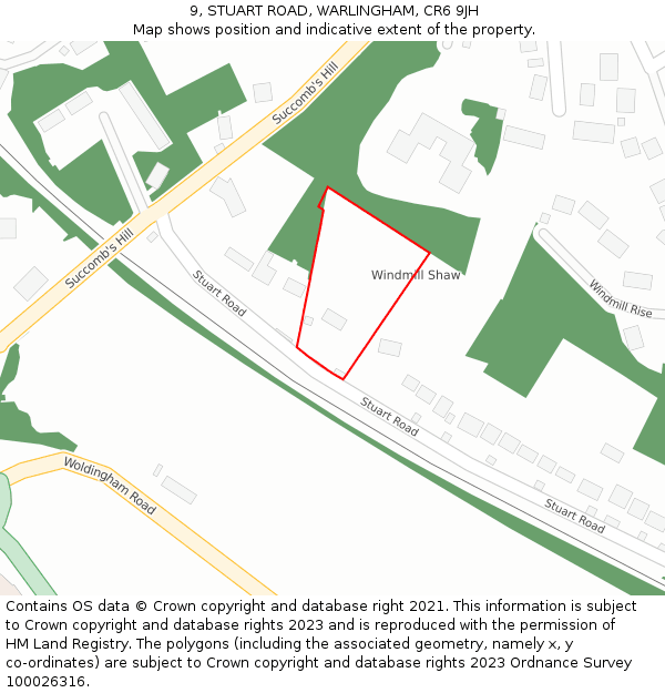 9, STUART ROAD, WARLINGHAM, CR6 9JH: Location map and indicative extent of plot