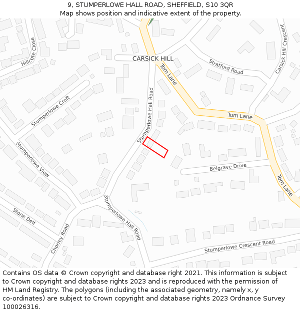 9, STUMPERLOWE HALL ROAD, SHEFFIELD, S10 3QR: Location map and indicative extent of plot