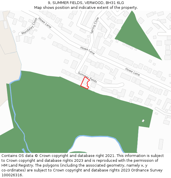 9, SUMMER FIELDS, VERWOOD, BH31 6LG: Location map and indicative extent of plot