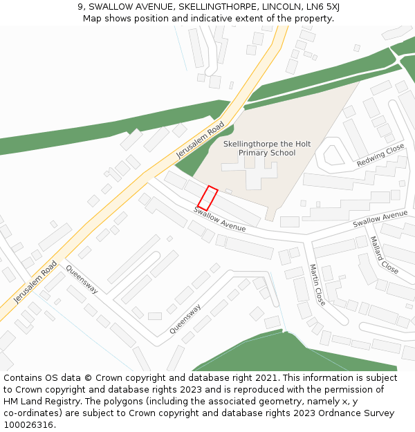 9, SWALLOW AVENUE, SKELLINGTHORPE, LINCOLN, LN6 5XJ: Location map and indicative extent of plot