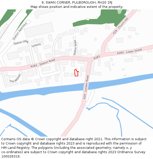 9, SWAN CORNER, PULBOROUGH, RH20 1RJ: Location map and indicative extent of plot