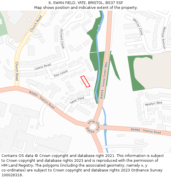 9, SWAN FIELD, YATE, BRISTOL, BS37 5SF: Location map and indicative extent of plot