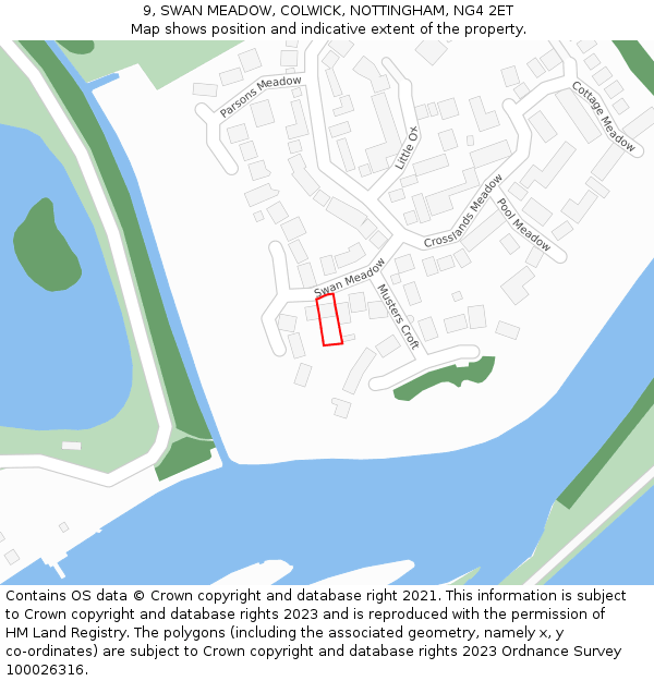 9, SWAN MEADOW, COLWICK, NOTTINGHAM, NG4 2ET: Location map and indicative extent of plot