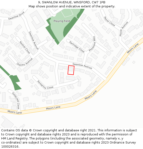 9, SWANLOW AVENUE, WINSFORD, CW7 1PB: Location map and indicative extent of plot