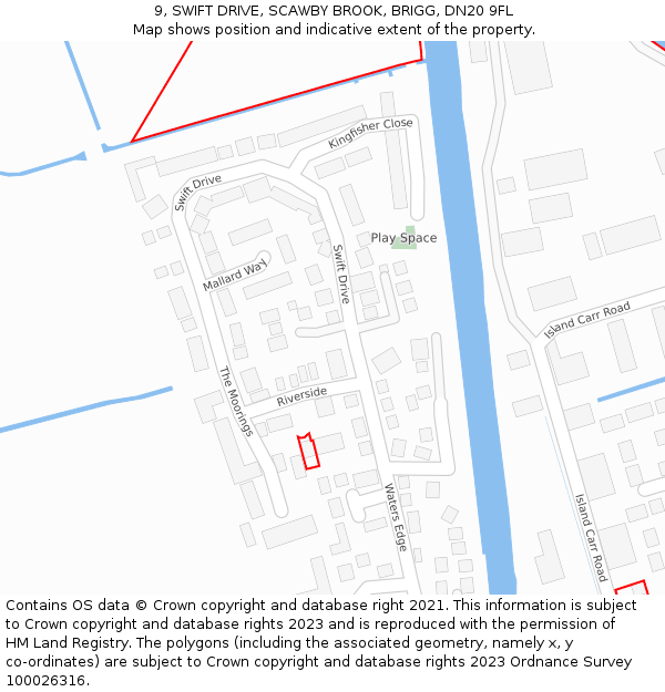 9, SWIFT DRIVE, SCAWBY BROOK, BRIGG, DN20 9FL: Location map and indicative extent of plot