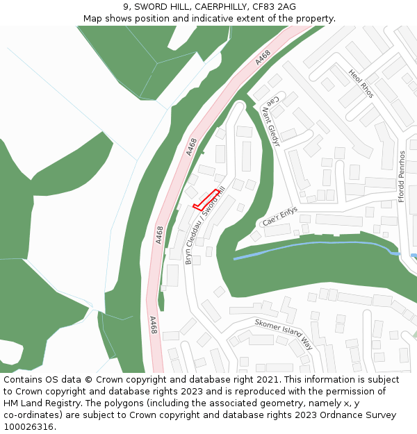 9, SWORD HILL, CAERPHILLY, CF83 2AG: Location map and indicative extent of plot